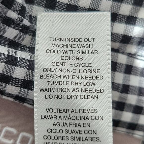 Chico's Black White Gingham Button Front 3/4 Sleeve Shirt Size Small/4 - Picture 7 of 8